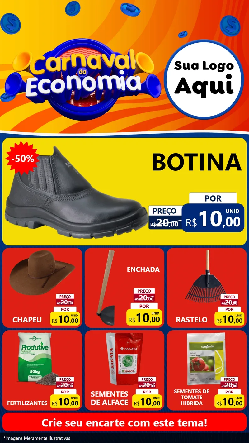 Modelo de Rede Social para Stories com o tema Carnaval da Economia para Agropecuária