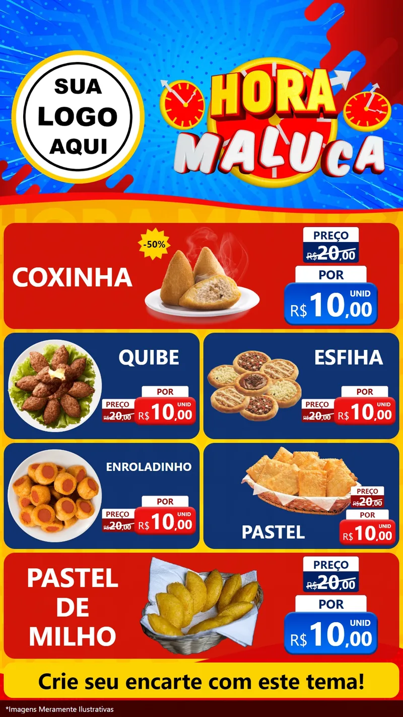 Modelo de TV para TV Vertical com o tema Hora Maluca para Salgadaria