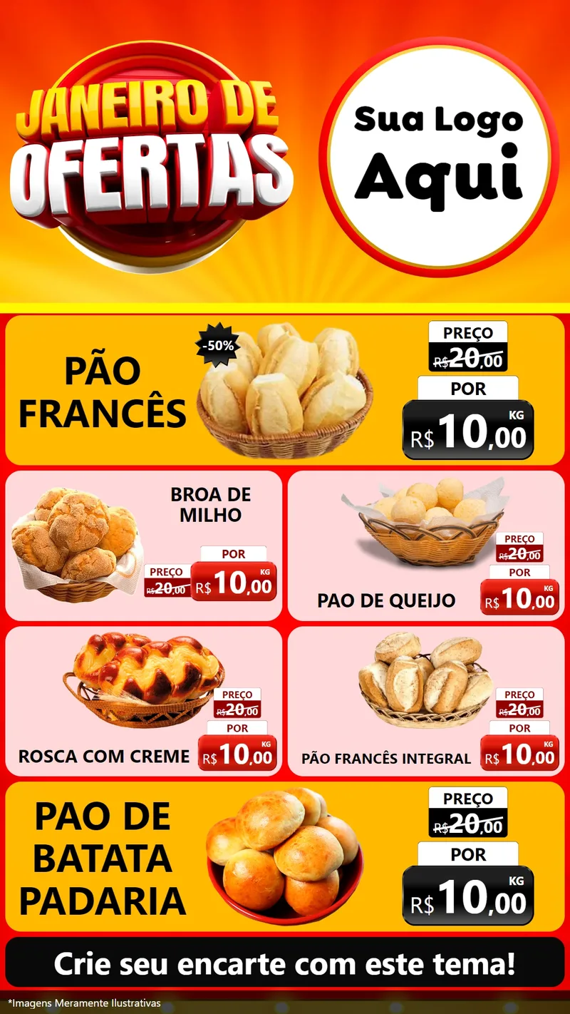 Modelo de TV para TV Vertical com o tema Janeiro de Ofertas para Padaria