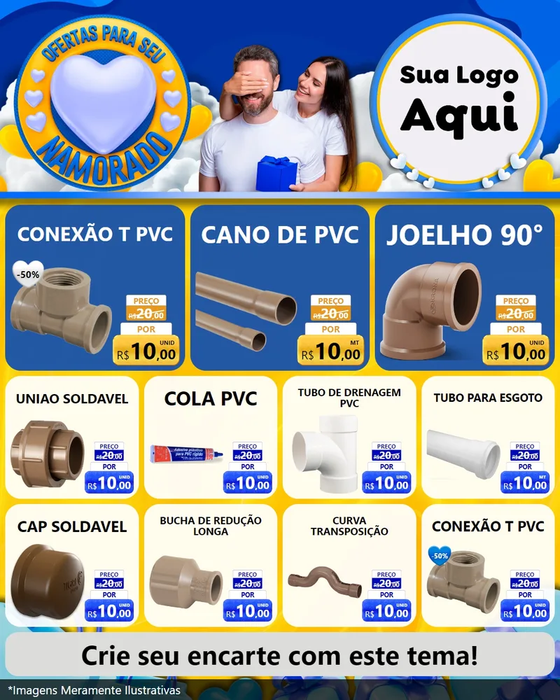 Modelo de Rede Social para Feed Instagram com o tema Ofertas Para Seu Namorado para Tubos e conexões