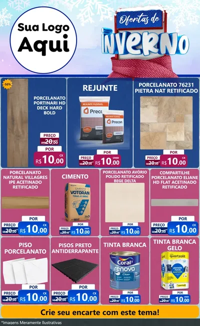 Modelo de Encarte para Encarte Grande com o tema Ofertas de Inverno para Pisos e revestimentos