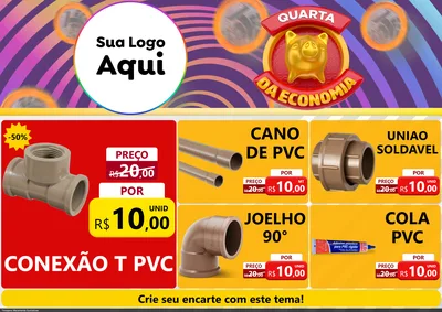 Modelo de Encarte para Encarte A4 Horizontal com o tema Quarta da Economia para Tubos e conexões
