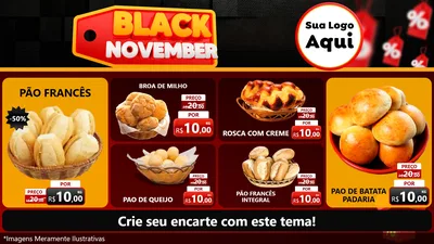 Modelo de TV para TV Horizontal com o tema Black November para Padaria