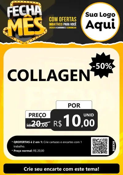 Modelo de Cartaz para Cartaz A4 Vertical com o tema Fecha Mês para Suplementos alimentares