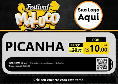 Modelo de Cartaz para Cartaz A4 Horizontal com o tema Festival Maluco para Açougue