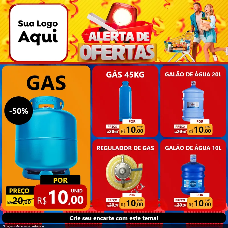 Modelo de Rede Social para Feed Facebook com o tema Alerta de Ofertas para Água e gás