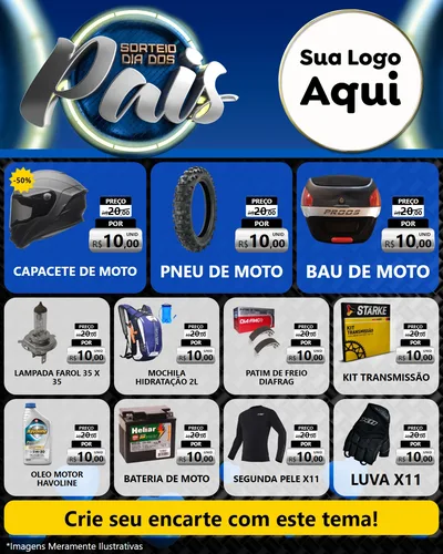 Modelo de Rede Social para Feed Instagram com o tema Sorteio Dia Dos Pais para Moto peças
