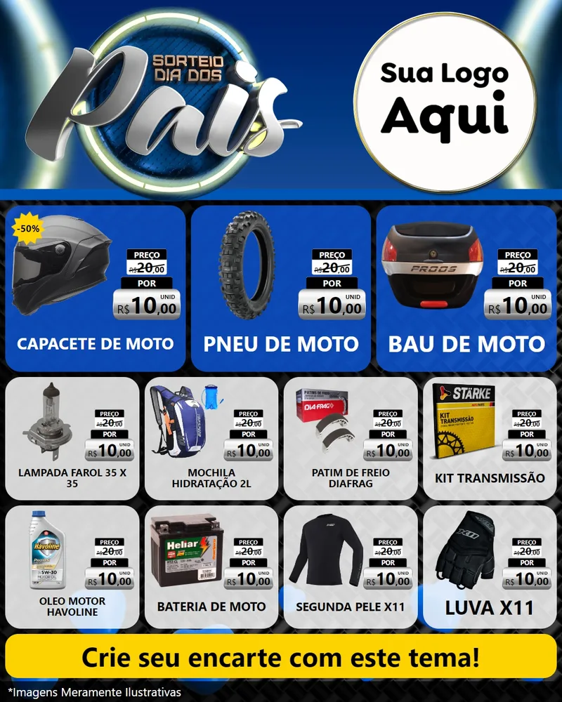 Modelo de Rede Social para Feed Instagram com o tema Sorteio Dia Dos Pais para Moto peças