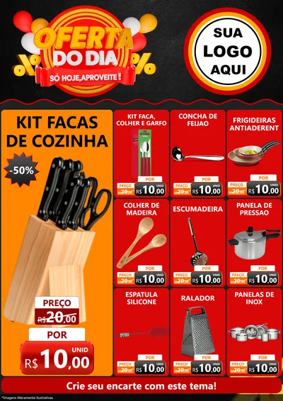 Modelo de Encarte para Encarte A4 Vertical com o tema Oferta do Dia - Só hoje, Aproveite! para Utilidades Domésticas