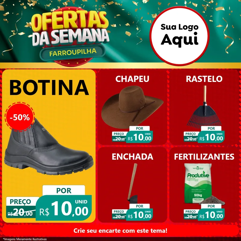 Modelo de Rede Social para Feed Facebook com o tema Ofertas da Semana Farroupilha para Agropecuária
