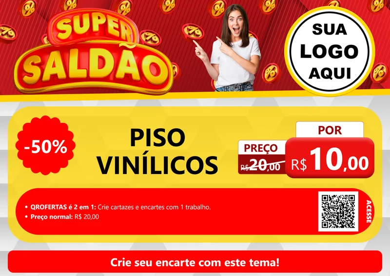 Modelo de Cartaz para Cartaz A4 Horizontal com o tema Super Saldão para Material para Construção