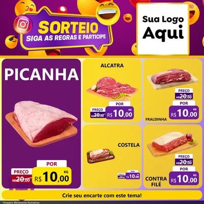 Modelo de Rede Social para Feed Facebook com o tema Sorteio para Açougue