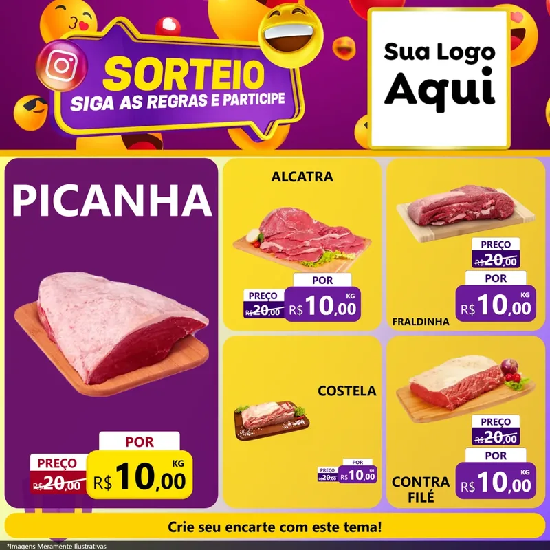 Modelo de Rede Social para Feed Facebook com o tema Sorteio para Açougue