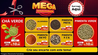 Modelo de TV para TV Horizontal com o tema Mega Reinauguração para Produtos Naturais