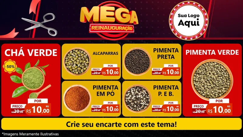 Modelo de TV para TV Horizontal com o tema Mega Reinauguração para Produtos Naturais