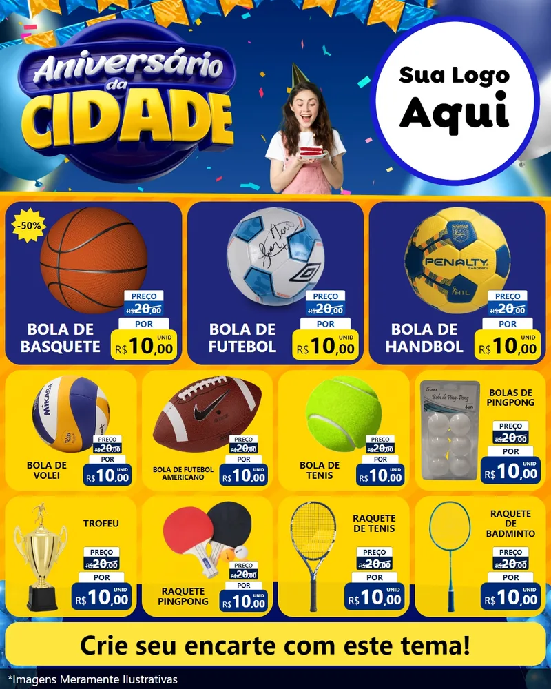 Modelo de Rede Social para Feed Instagram com o tema Aniversário da Cidade para Artigos Esportivos