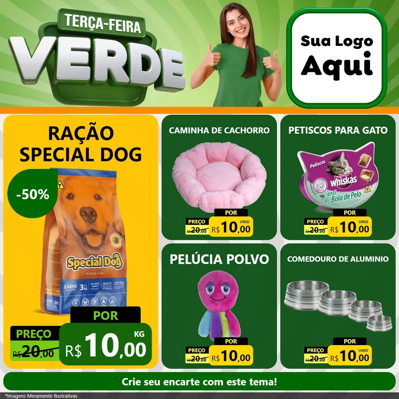 Modelo de Rede Social para Feed Facebook com o tema Terça - Feira Verde para Pet Shop