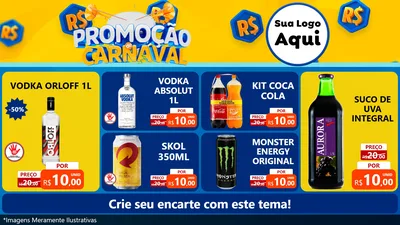 Modelo de TV para TV Horizontal com o tema Promoção de Carnaval para Distribuidora de bebidas