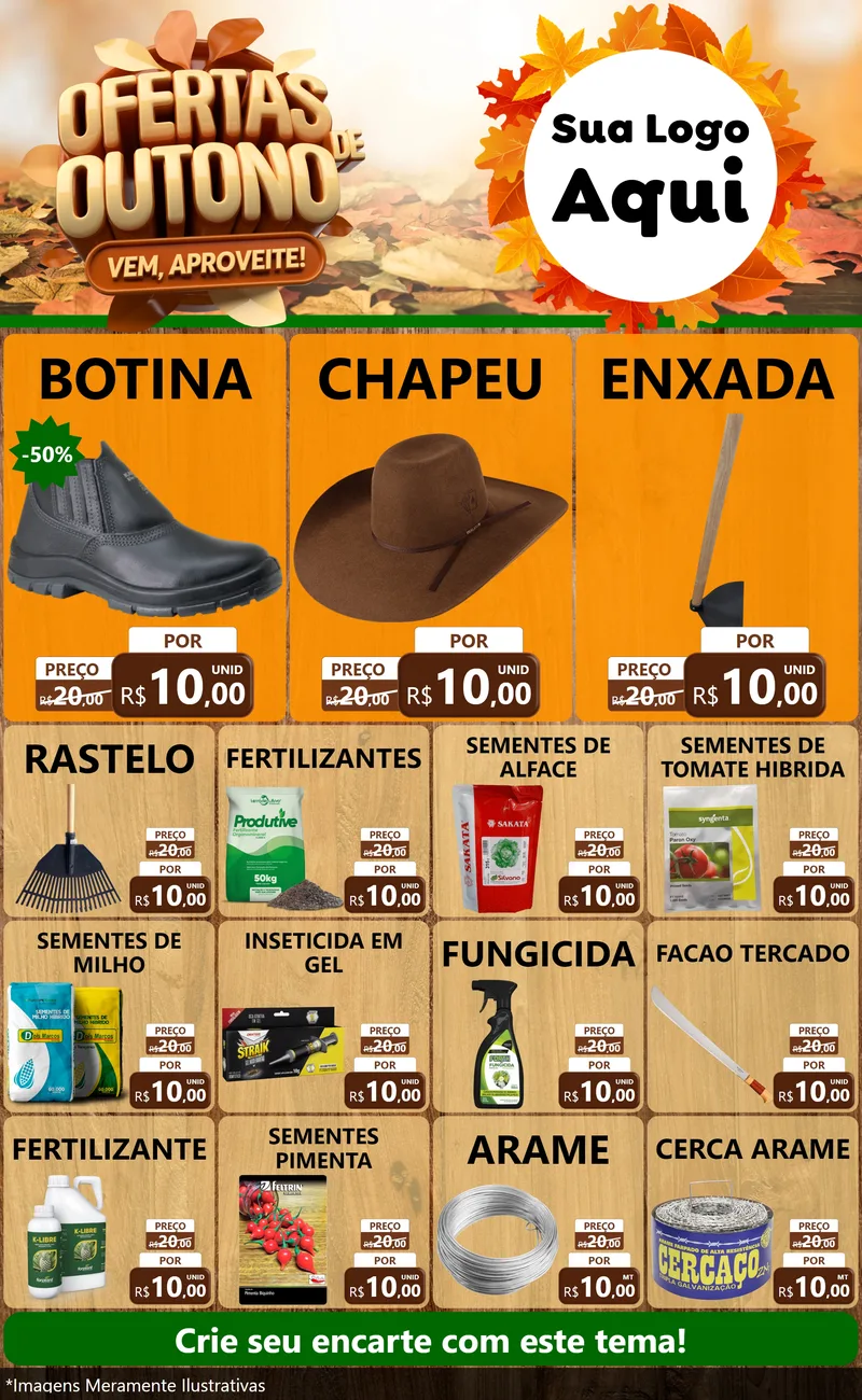 Modelo de Encarte para Encarte Grande com o tema Ofertas de Outono - Vem, Aproveite! para Agropecuária