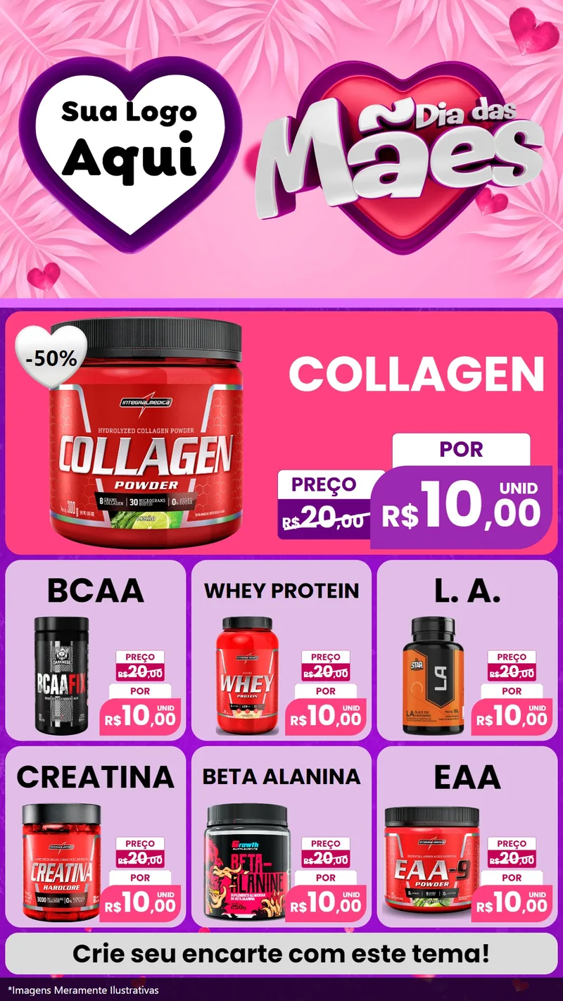 Modelo de Rede Social para Stories com o tema Dia das Mães para Suplementos alimentares