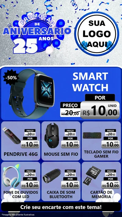 Modelo de Rede Social para Stories com o tema Promoção de Aniversário - 25 Anos para Informática
