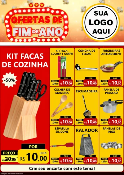 Modelo de Encarte para Encarte A4 Vertical com o tema Ofertas de Fim de Ano para Utilidades Domésticas