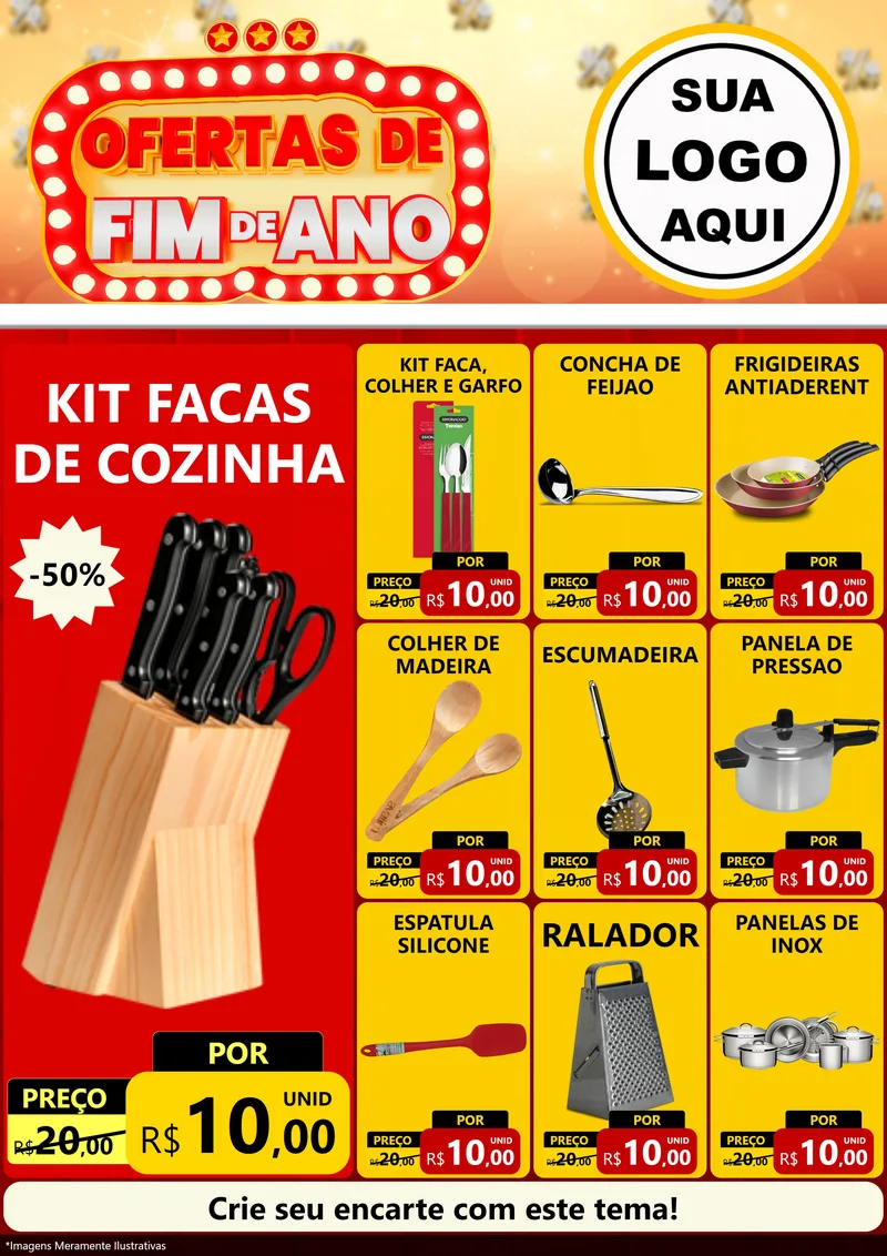 Modelo de Encarte para Encarte A4 Vertical com o tema Ofertas de Fim de Ano para Utilidades Domésticas