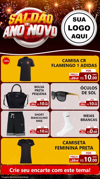 Modelo de TV para TV Vertical com o tema Saldão de Ano Novo para Roupas e acessórios