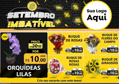 Modelo de Encarte para Encarte A4 Horizontal com o tema Setembro Imbatível para Floricultura e jardim