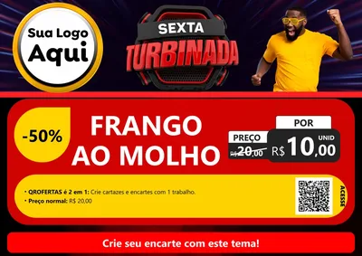 Modelo de Cartaz para Cartaz A4 Horizontal com o tema Sexta Turbinada para Restaurante