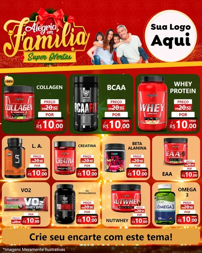 Modelo de Rede Social para Feed Instagram com o tema Alegria em Família Super Ofertas - Natal para Suplementos alimentares