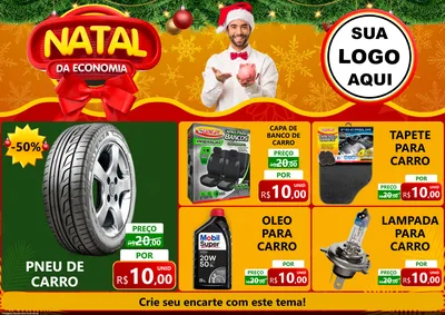 Modelo de Encarte para Encarte A4 Horizontal com o tema Natal da Economia para Auto peças