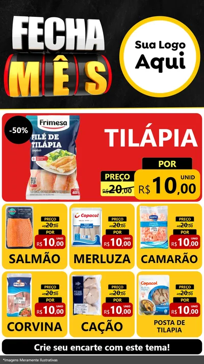 Modelo de Rede Social para Stories com o tema Fecha Mês para Peixaria