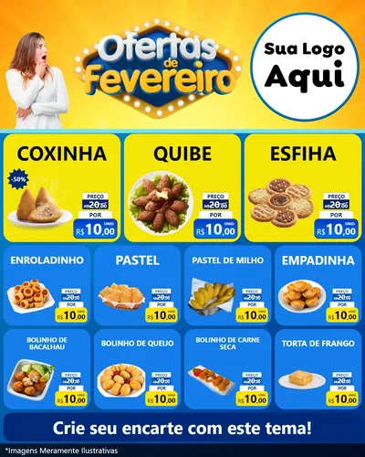 Modelo de Rede Social para Feed Instagram com o tema Ofertas de Fevereiro para Salgadaria
