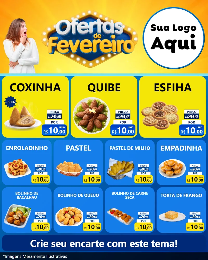 Modelo de Rede Social para Feed Instagram com o tema Ofertas de Fevereiro para Salgadaria