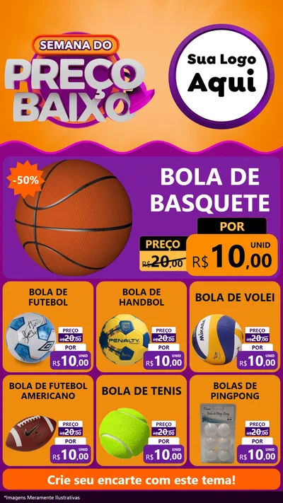 Modelo de Rede Social para Stories com o tema Semana do Preço Baixo para Artigos Esportivos
