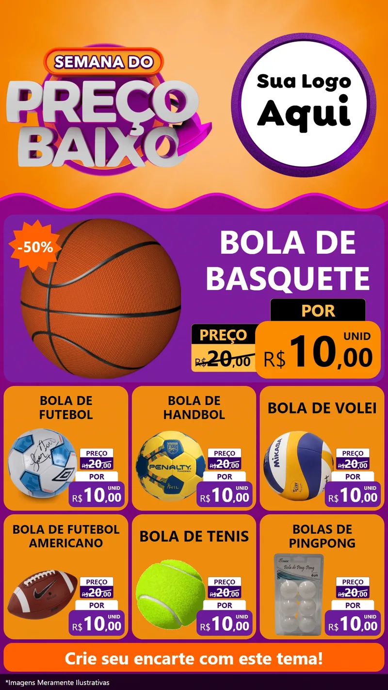 Modelo de Rede Social para Stories com o tema Semana do Preço Baixo para Artigos Esportivos
