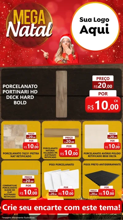 Modelo de Rede Social para Stories com o tema Mega Natal para Pisos e revestimentos