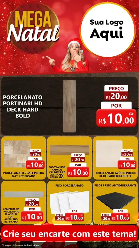 Modelo de Rede Social para Stories com o tema Mega Natal para Pisos e revestimentos