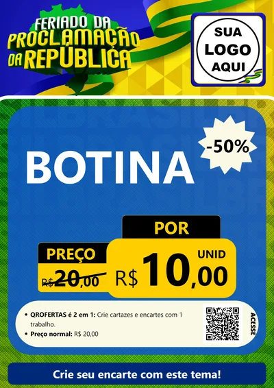 Modelo de Cartaz para Cartaz A4 Vertical com o tema Feriado da Proclamação da República para Agropecuária