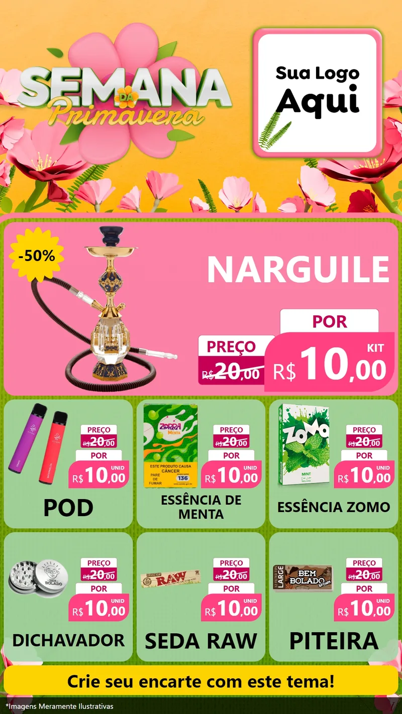 Modelo de Rede Social para Stories com o tema Semana da Primavera para Tabacaria