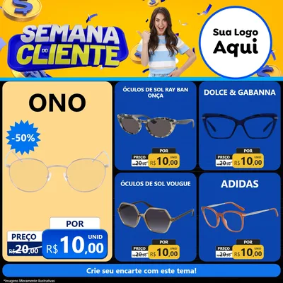 Modelo de Rede Social para Feed Facebook com o tema Semana do Cliente para Óticas