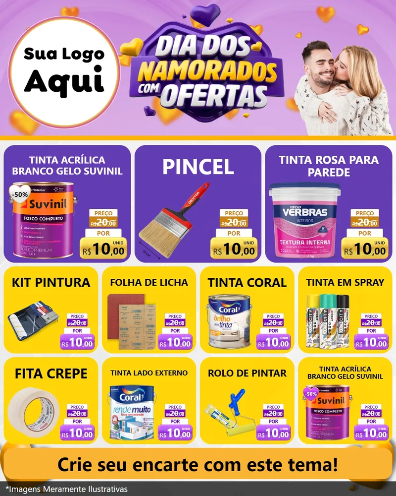 Modelo de Rede Social para Feed Instagram com o tema Dia Dos Namorados Com Ofertas para Tintas e Ferramentas