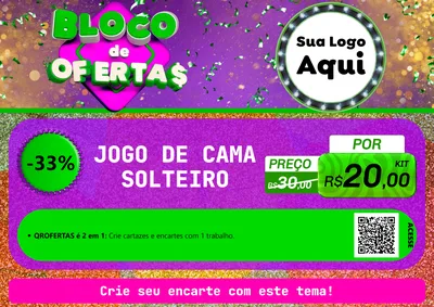 Modelo de Cartaz para Cartaz A4 Horizontal com o tema Bloco de Ofertas para Cama, Mesa e Banho