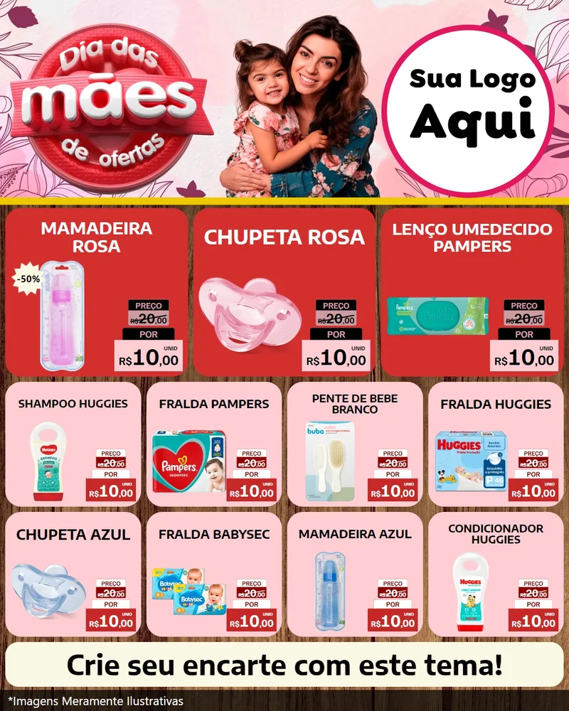 Modelo de Rede Social para Feed Instagram com o tema Dia Das Mães De Ofertas para Bebês