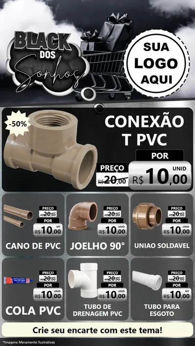 Modelo de Rede Social para Stories com o tema Black dos Sonhos para Tubos e conexões