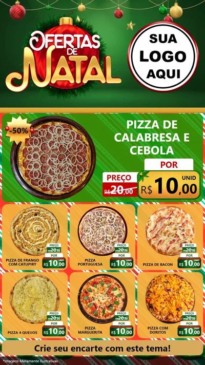 Modelo de Rede Social para Stories com o tema Ofertas de Natal para Pizzaria