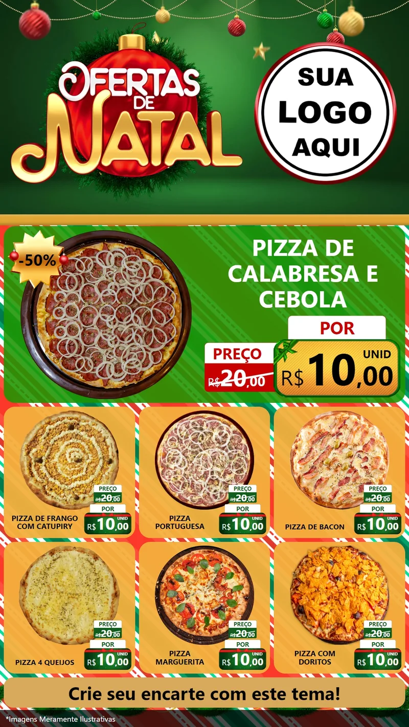 Modelo de Rede Social para Stories com o tema Ofertas de Natal para Pizzaria