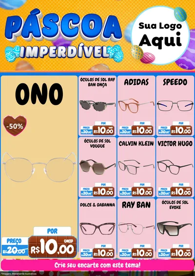 Modelo de Encarte para Encarte A4 Vertical com o tema Páscoa Imperdível para Óticas
