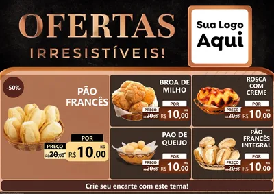 Modelo de Encarte para Encarte A4 Horizontal com o tema Ofertas Irresistíveis! para Padaria